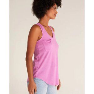 Z SUPPLY The Pocket Racer Tank Top Sz M Pink VNeck Racerback Cotton Blend Tank